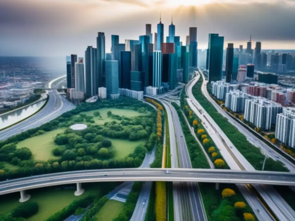 Transformación urbana: crecimiento dinámico del mercado inmobiliario en Norteamérica Impacto de la migración interna en el mercado inmobiliario: vista aérea de una bulliciosa ciudad moderna en constante transformación
