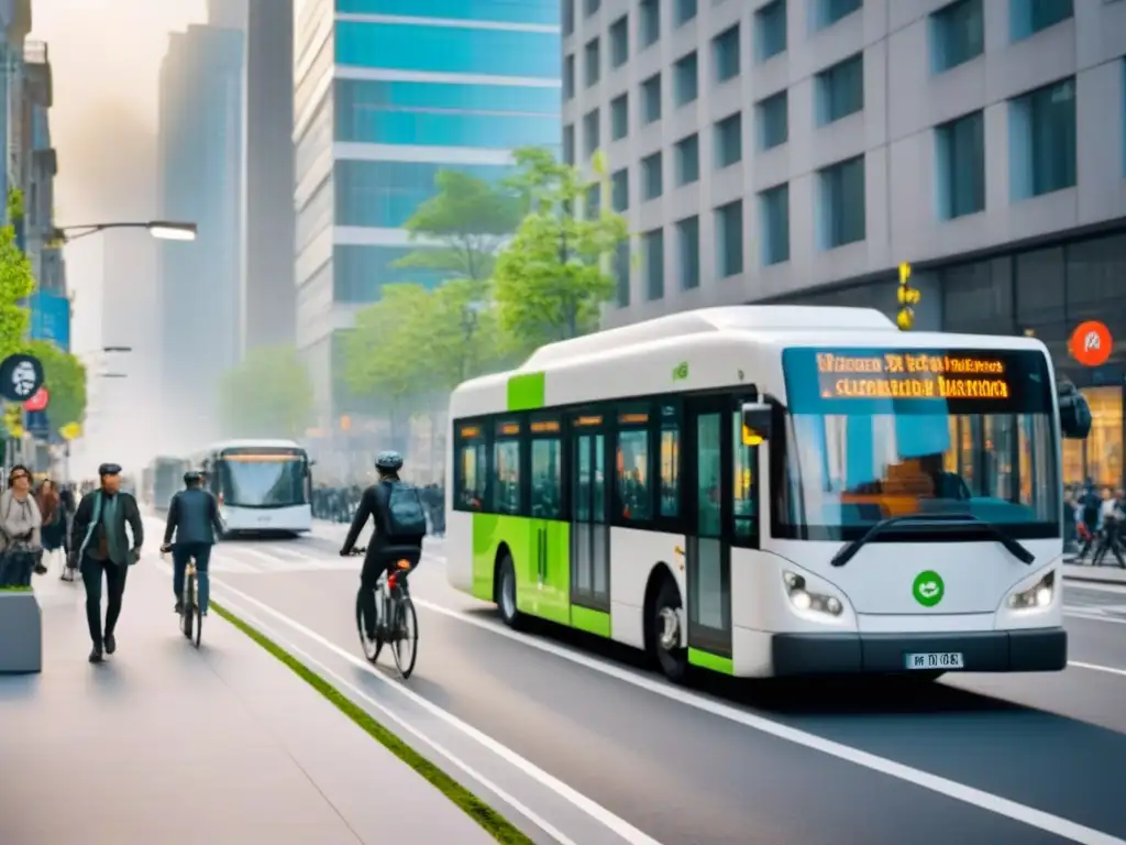 Metropolis sostenible: arquitectura moderna y movilidad ecológica Impacto de la movilidad sostenible en el mercado inmobiliario: ciudad vibrante con transporte ecoamigable y edificios modernos