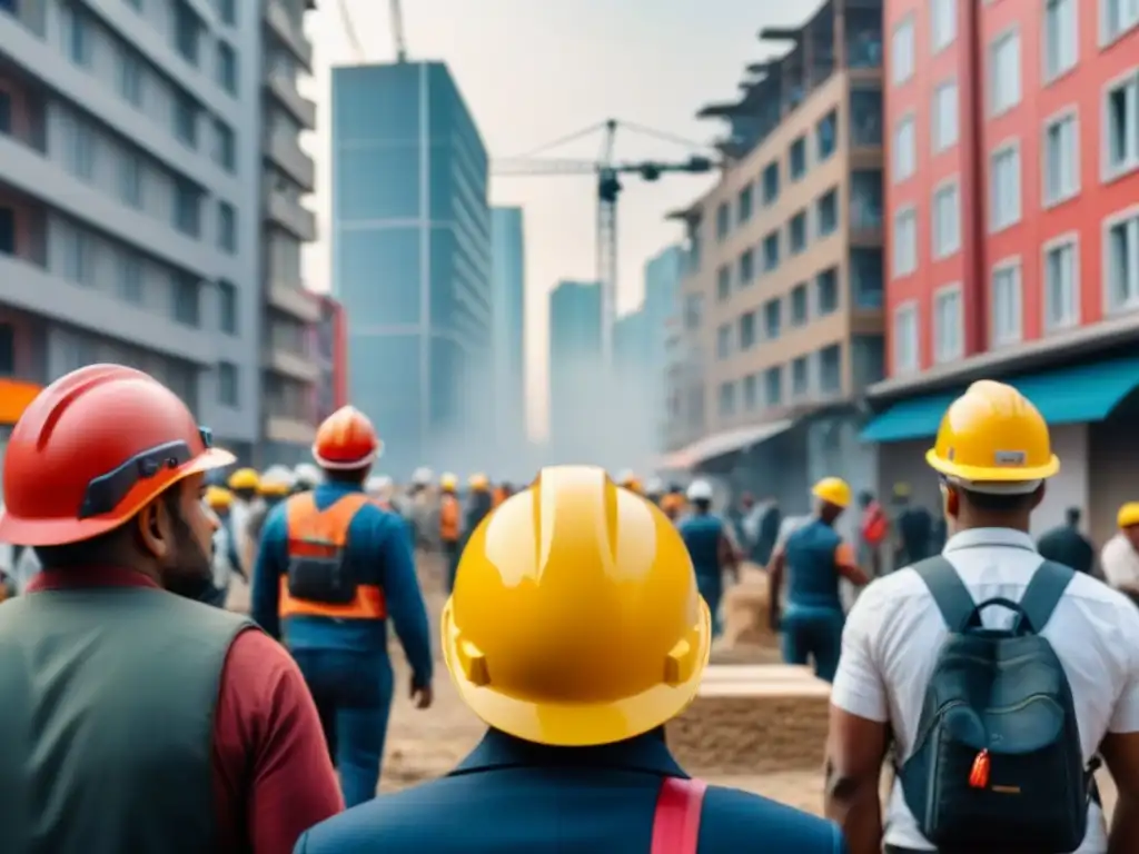 Contraste arquitectónico: desarrollo urbano en ciudad emergente Impacto de políticas de construcción de vivienda en mercados emergentes: contraste entre rascacielos modernos y viviendas tradicionales en una ciudad en desarrollo