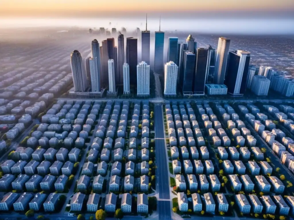 Contraste impactante: crisis económica en la ciudad Impacto de la tasa de interés en la crisis inmobiliaria: desolación urbana entre rascacielos y casas abandonadas