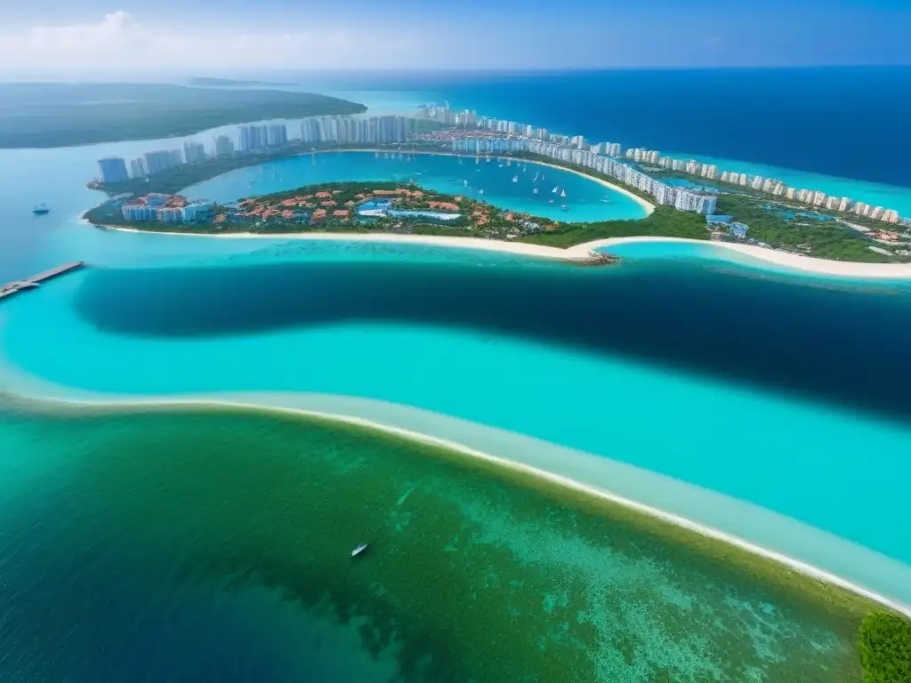 Costa lujosa: impacto del turismo en mercado inmobiliario Impacto del turismo en el mercado inmobiliario: ciudad costera llena de lujo, aguas turquesa y naturaleza
