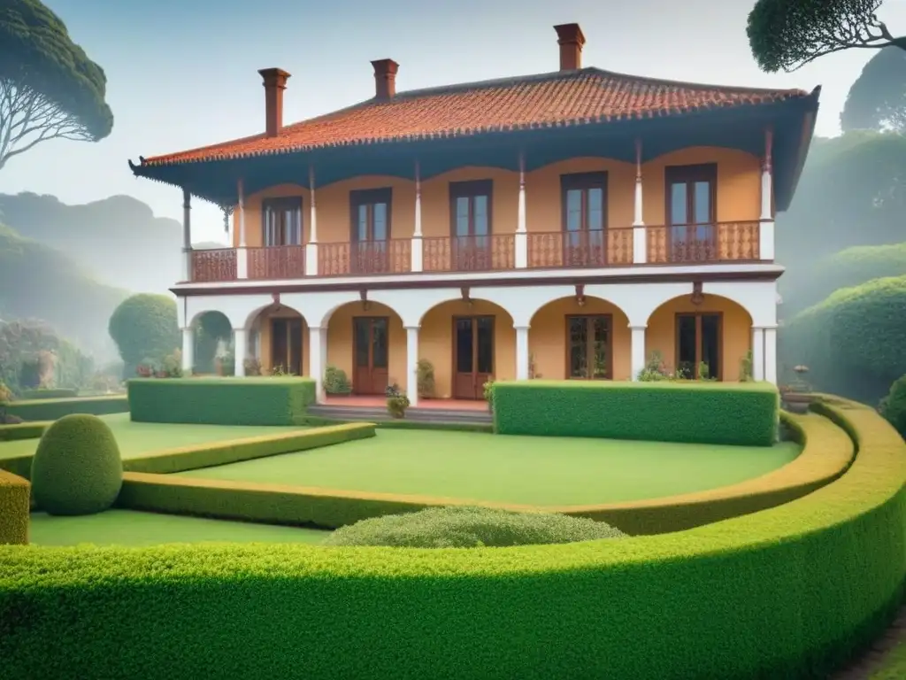 Residencia histórica de la UNESCO: detalle arquitectónico Imponente casa histórica en Patrimonio de la Humanidad, con detalles arquitectónicos y jardín exuberante