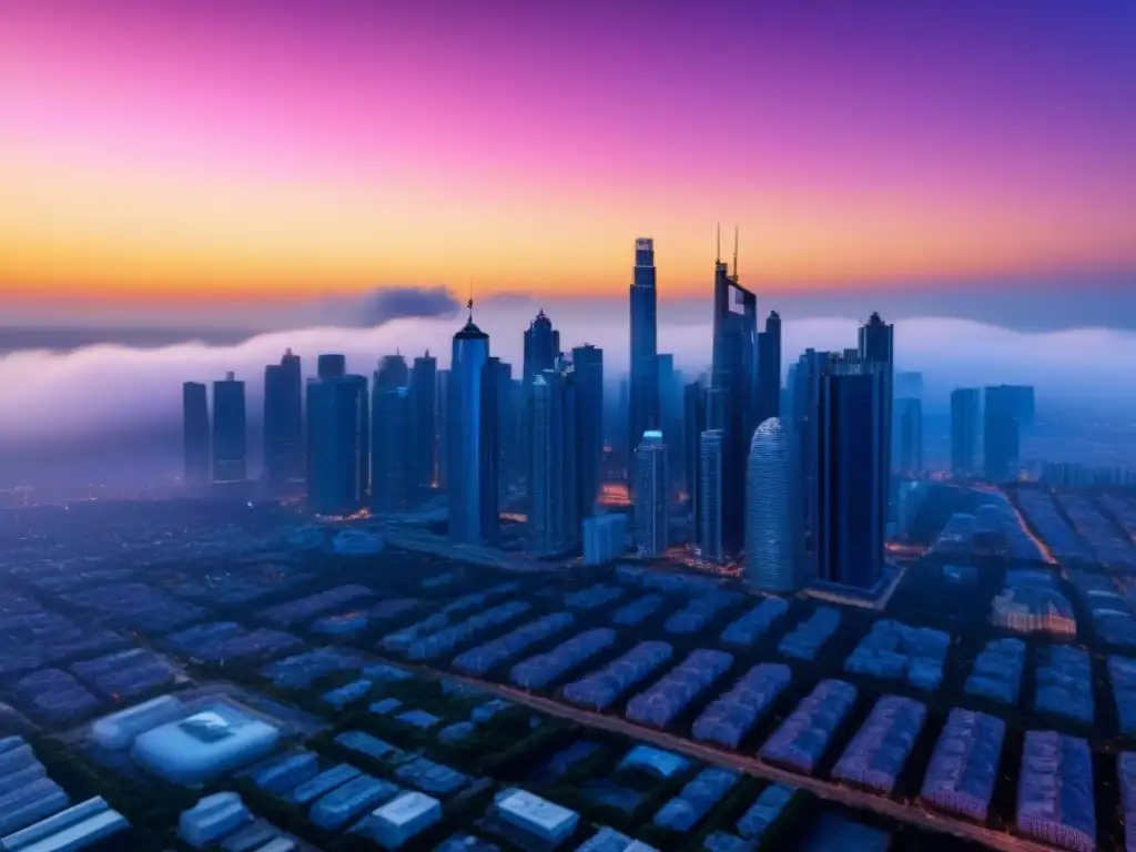 Inversión inmobiliaria: Oportunidades doradas en la ciudad Imponente ciudad al atardecer, símbolo de éxito en inversiones inmobiliarias