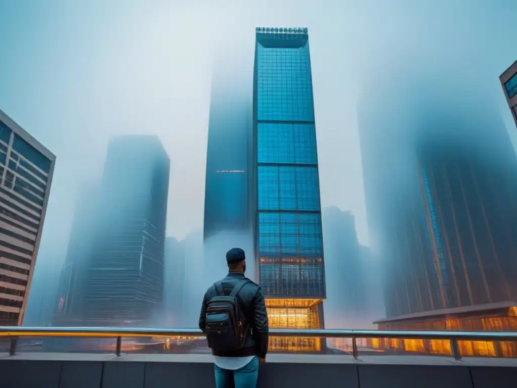 Rascacielos de cristal: transparencia y sofisticación global Un imponente rascacielos de cristal reflejando la ciudad, simbolizando la transparencia y la integridad en el mercado inmobiliario global