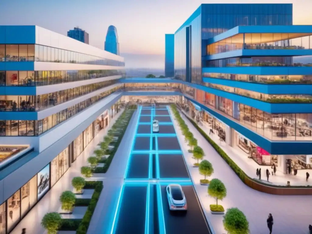 Centro comercial futurista: innovación y sostenibilidad en la ciudad Impresionante centro comercial del futuro rodeado de innovación y sostenibilidad en el mercado inmobiliario