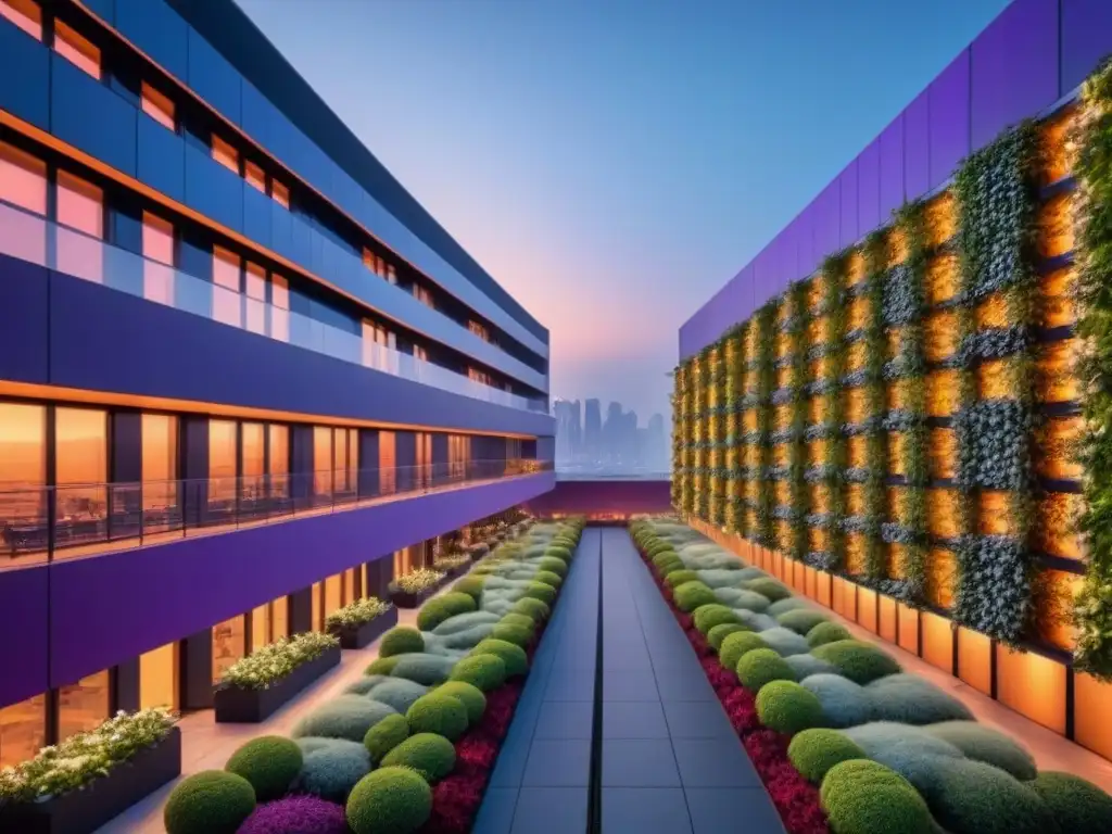 Metrópolis futurista eco-friendly al atardecer Impresionante ciudad futurista al atardecer con alta tecnología, sostenibilidad y diseño eco, reflejando innovación