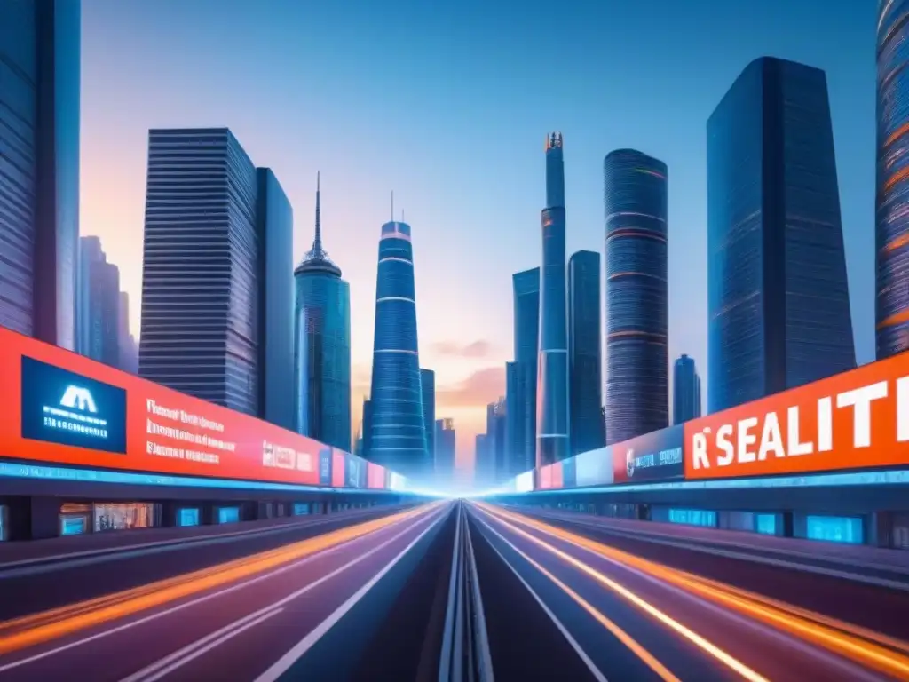 Inversión inmobiliaria del futuro: Ciudad futurista con IA y criptomonedas Impresionante ciudad futurista con rascacielos y criptomonedas, reflejo de inversiones inmobiliarias internacionales