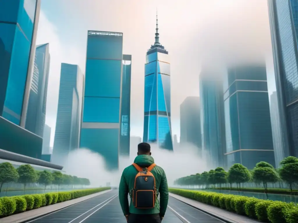 Metrópolis futurista: impacto de regulaciones en inversión inmobiliaria Impresionante ciudad futurista con rascacielos y diseño arquitectónico moderno