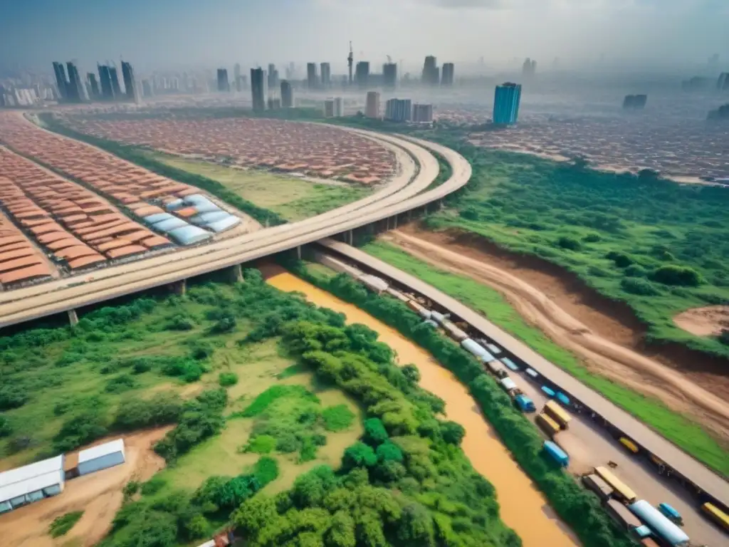 Vibrante crecimiento urbano en África Subsahariana Impresionante paisaje urbano en África Subsahariana, reflejando desafíos logísticos e inversión inmobiliaria