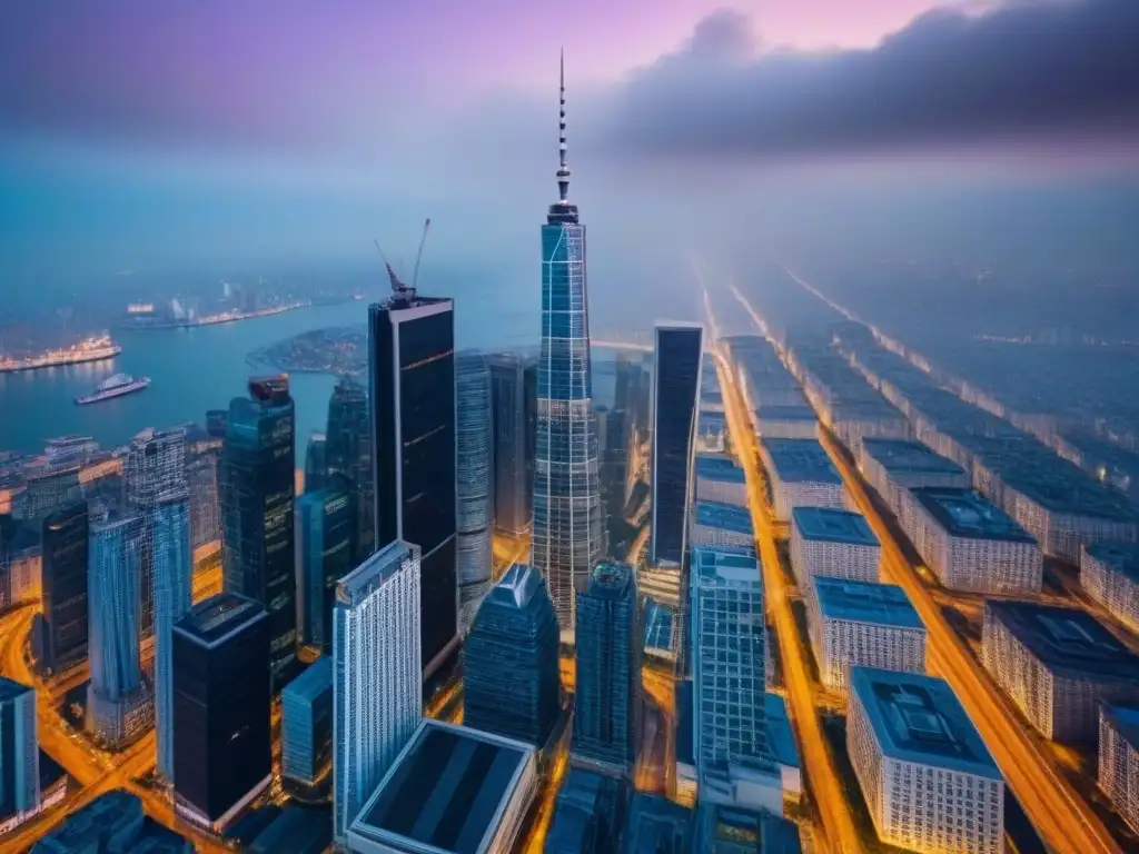 Icono urbano: moderno rascacielos de éxito global en la ciudad Impresionante rascacielos global en ciudad vibrante