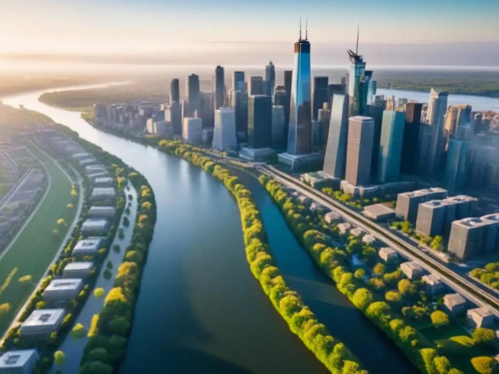 Horizonte urbano de Norteamérica: modernidad y naturaleza Impresionante vista aérea de la vibrante ciudad en Norteamérica, destacando inversiones inmobiliarias en Norteamérica