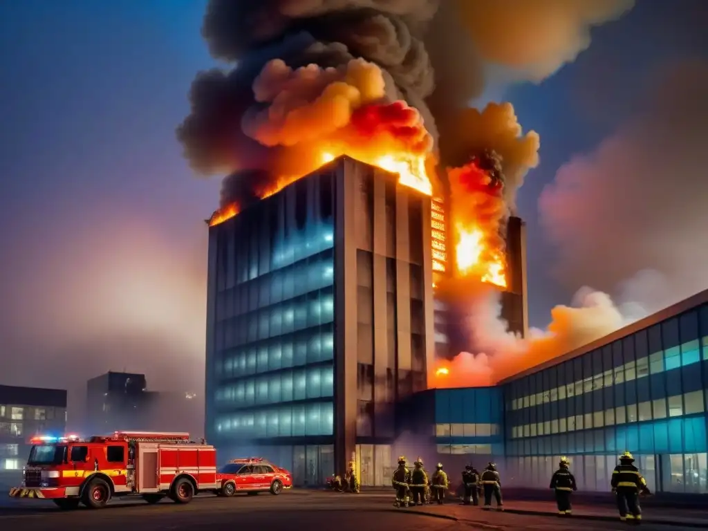 Batalla contra el fuego en Torre Grenfell: caos y heroísmo nocturno Incendio devastador en una propiedad comercial, bomberos luchan contra llamas