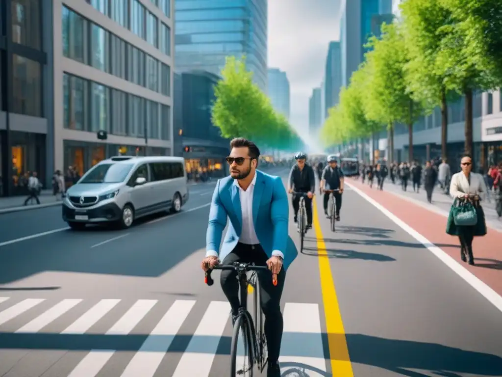 Escena urbana sostenible: movilidad y arquitectura innovadora Influencia de la movilidad urbana en inversión inmobiliaria en una ciudad moderna y vibrante