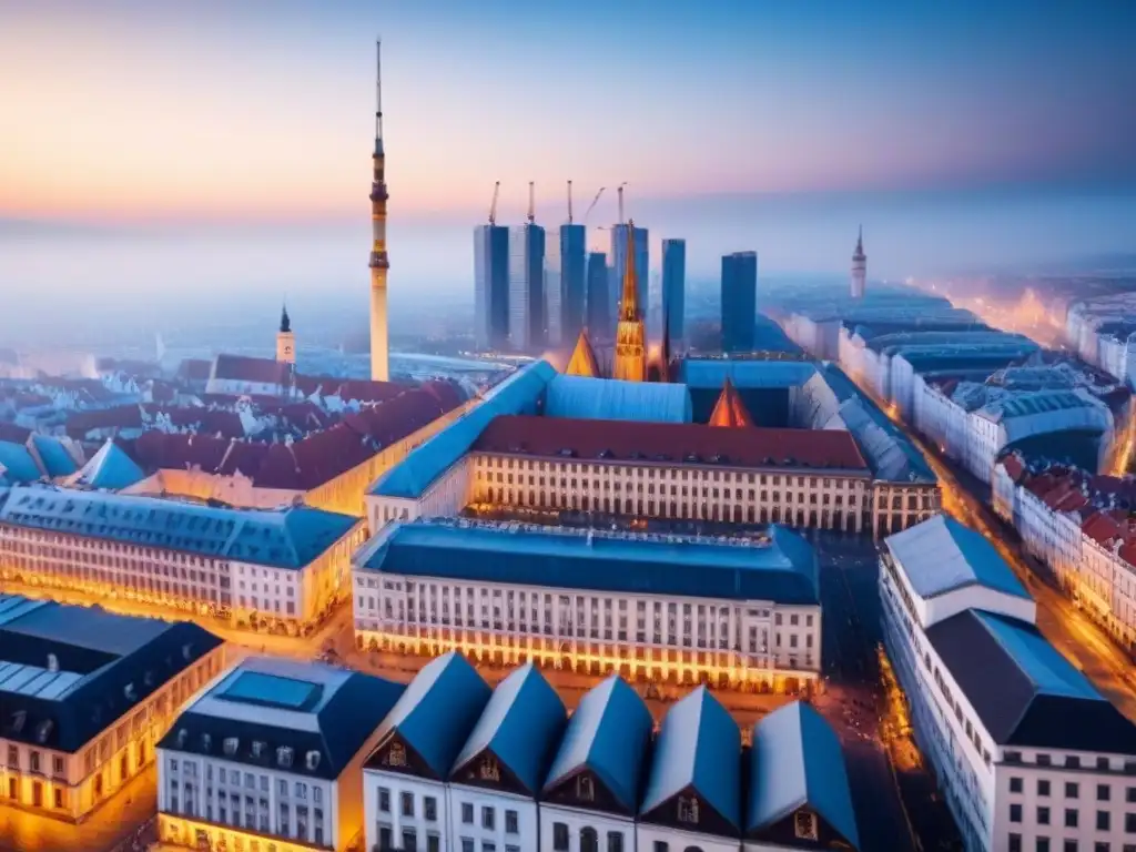 Horizonte urbano en Europa del Este: mezcla de historia y modernidad Invierte en inmobiliaria Europa del Este: mezcla de arquitectura histórica y modernos rascacielos en bulliciosa ciudad