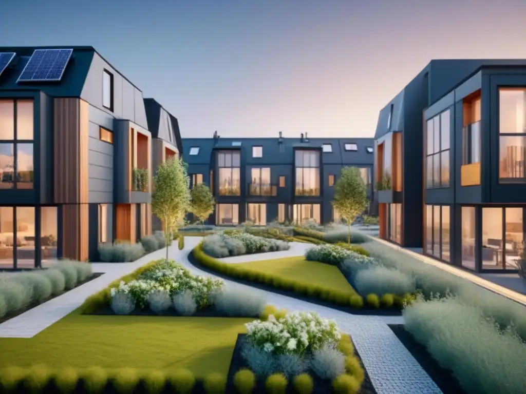 Complejo residencial sostenible: diseño innovador y comunidad eco Innovador complejo habitacional sostenible con financiamiento para proyectos inmobiliarios, diseño ecoamigable y espacios comunitarios
