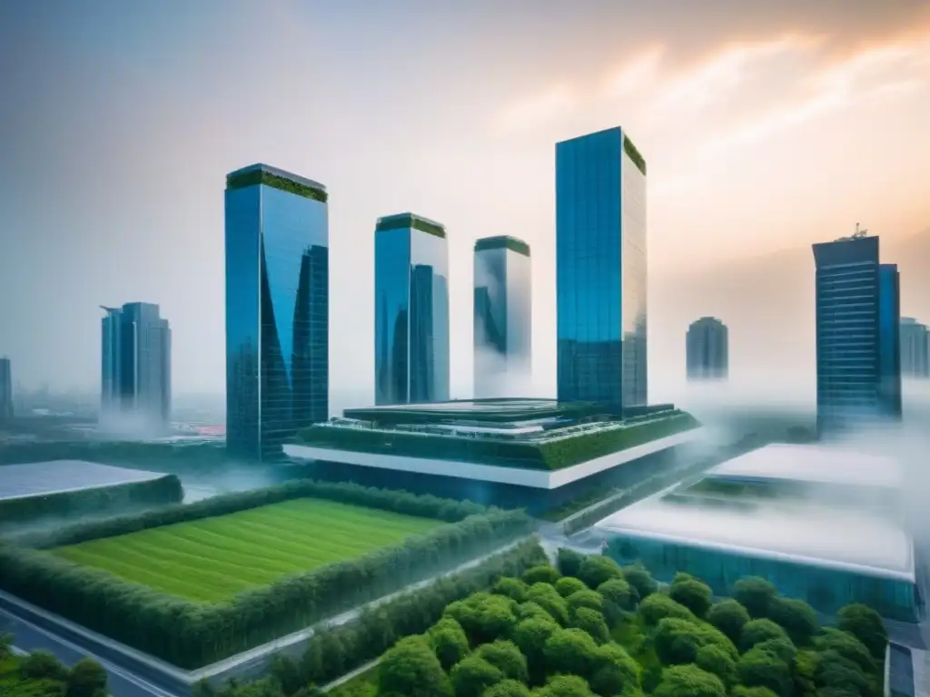 Desarrollo inmobiliario futurista: residencial y oficinas integrados Un innovador desarrollo inmobiliario integrado que combina torres residenciales elegantes con espacios de oficina vibrantes y áreas verdes exuberantes