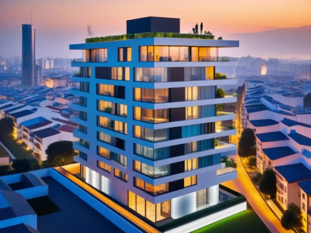 Un innovador edificio residencial futurista con seguridad autónoma para propiedades internacionales