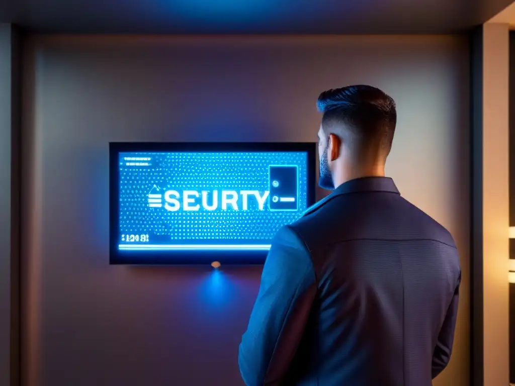 Sistema de seguridad de alta tecnología para hogares inteligentes Innovador sistema de seguridad con conexiones de red neural en un hogar inteligente avanzado
