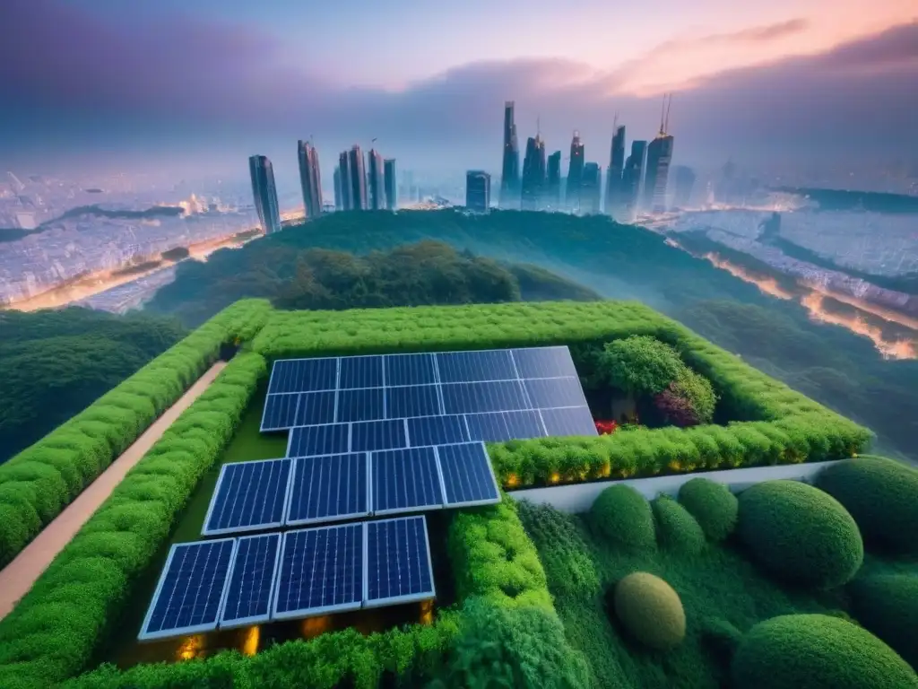 Rascacielos energético futurista en ciudad internacional Innovadora torre de eficiencia energética en ciudad internacional, reflejando éxito en mercado inmobiliario