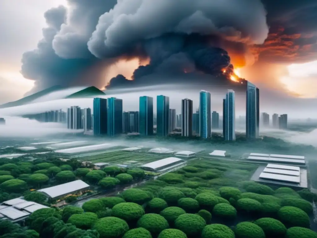 Cityscape futurista: edificios resilientes ante desastres naturales Innovadoras construcciones en una ciudad futurista, preparada ante desastres naturales