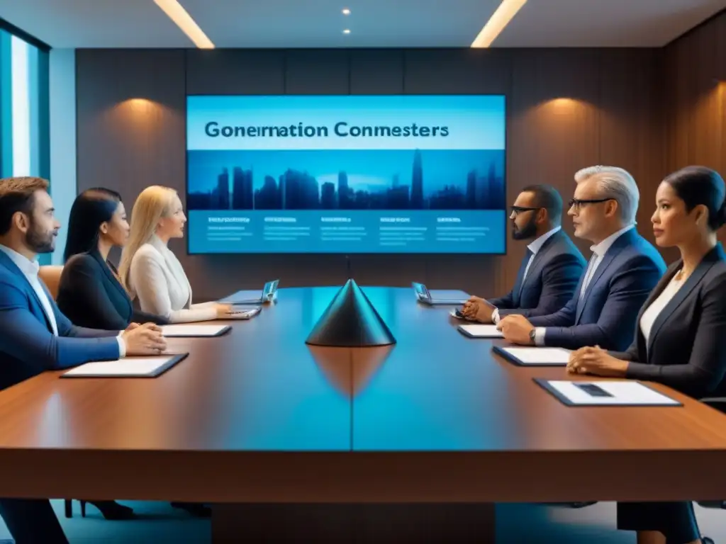 Inversionistas internacionales debaten políticas de real estate Intensa reunión de inversores internacionales y funcionarios discutiendo políticas gubernamentales inversiones inmobiliarias internacionales