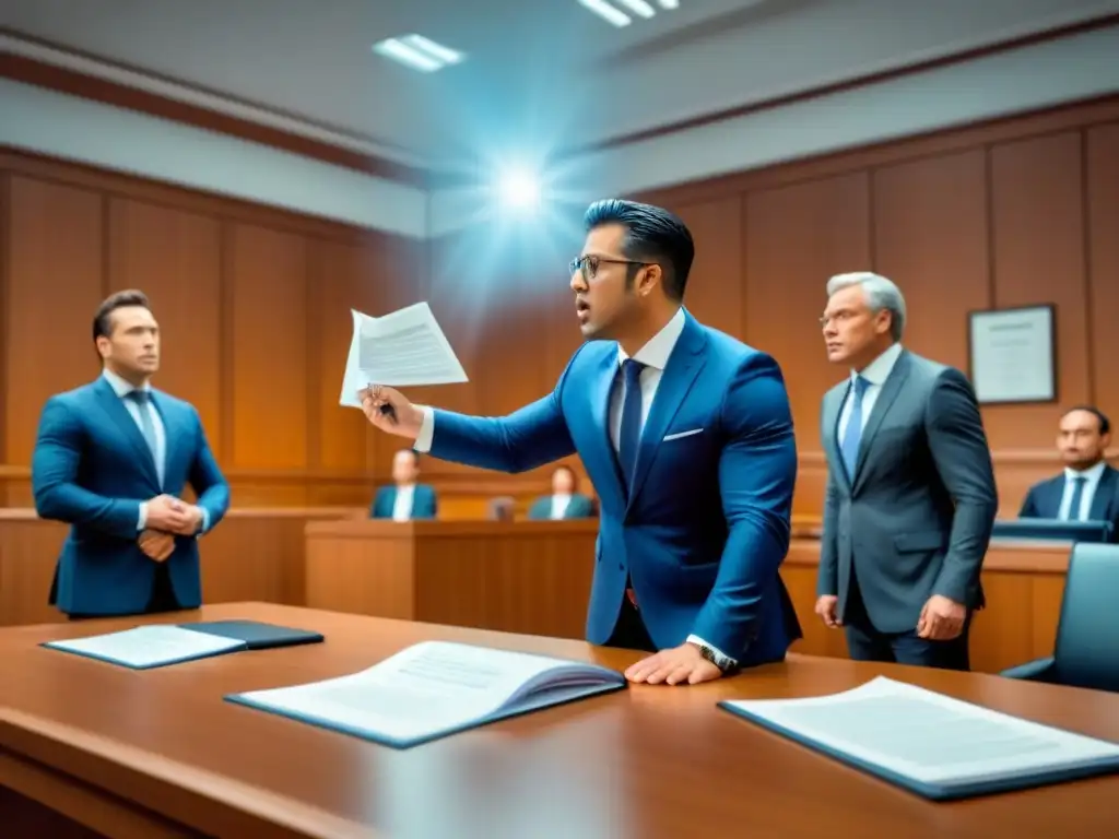Intensa disputa legal por defectos de propiedad en mercado internacional Intenso litigio por defectos de propiedad: abogados argumentan apasionadamente frente al juez