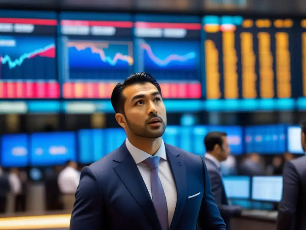 Intenso mercado bursátil de REITs a nivel global Intenso mercado bursátil con traders en trajes, pantallas de datos y tablero de gráficos revelando tendencias de REITs