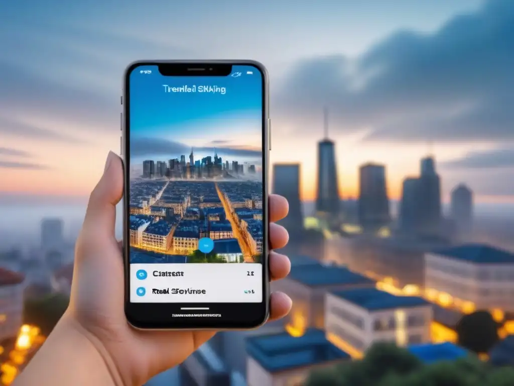 Chatbot inmobiliario: asesoría elegante y eficiente Interfaz de chatbot moderna en pantalla de smartphone, automatización atención cliente mercado inmobiliario