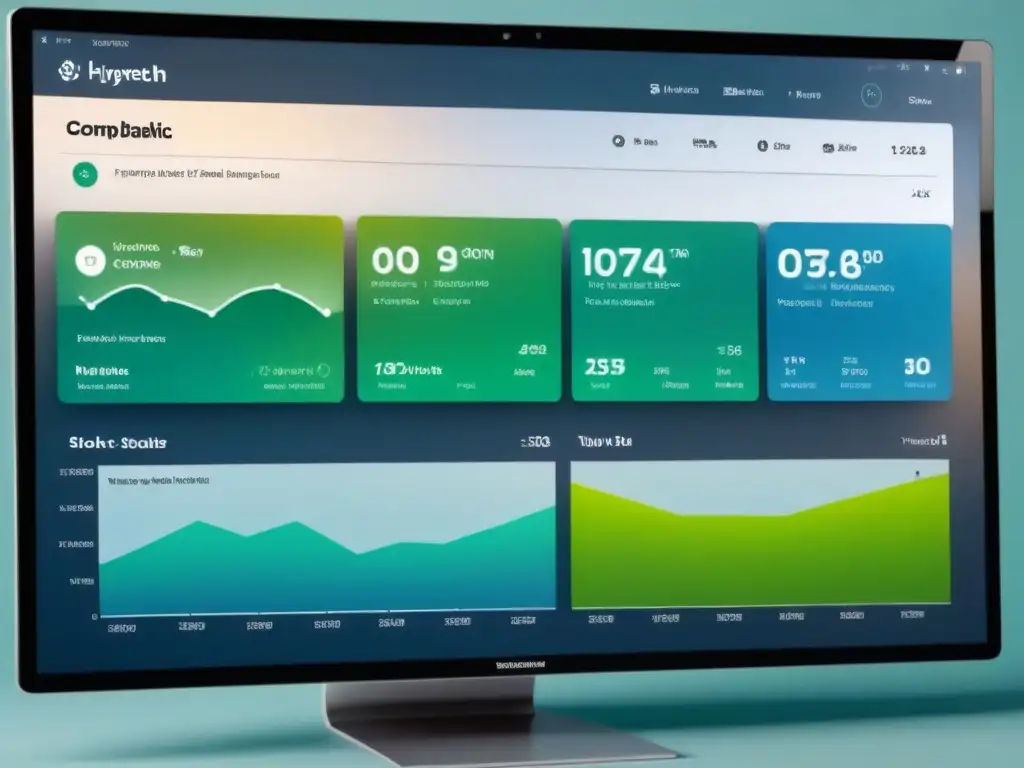 Plataforma PropTech vanguardista en 8k: diseño moderno y elegante Interfaz moderna de PropTech con dashboard interactivo y colorido profesional