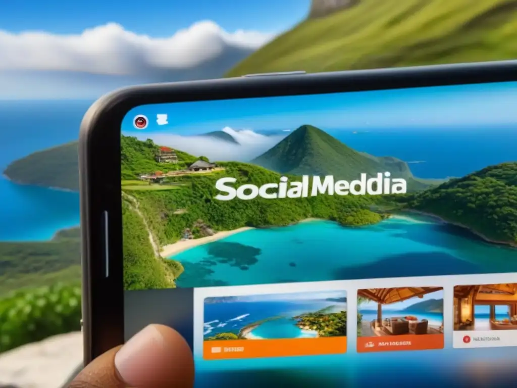 Interfaz inmobiliaria moderna: promoción efectiva en redes sociales Interfaz web moderna integrando redes sociales para promoción propiedades vacacionales