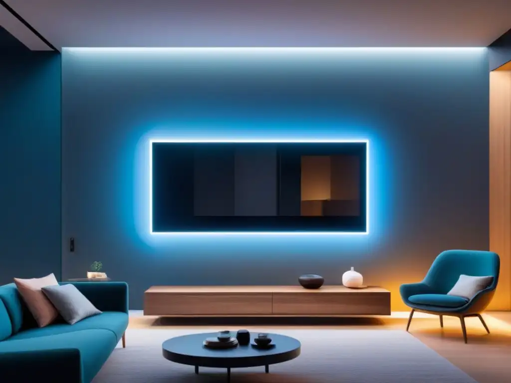 Hogar inteligente del futuro con IoT integrado Interior de casa inteligente futurista con integración perfecta de dispositivos IoT