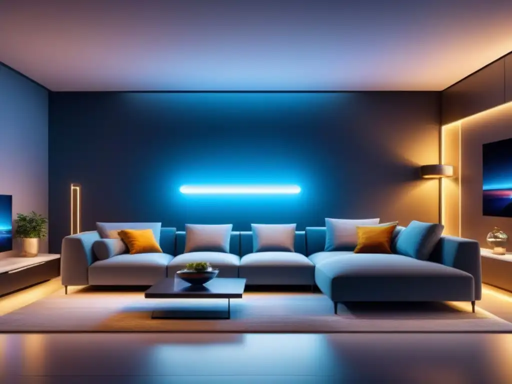 Interior de casa inteligente ultramoderna: domótica de vanguardia en acción Interior de casa inteligente con domótica en inversión inmobiliaria internacional