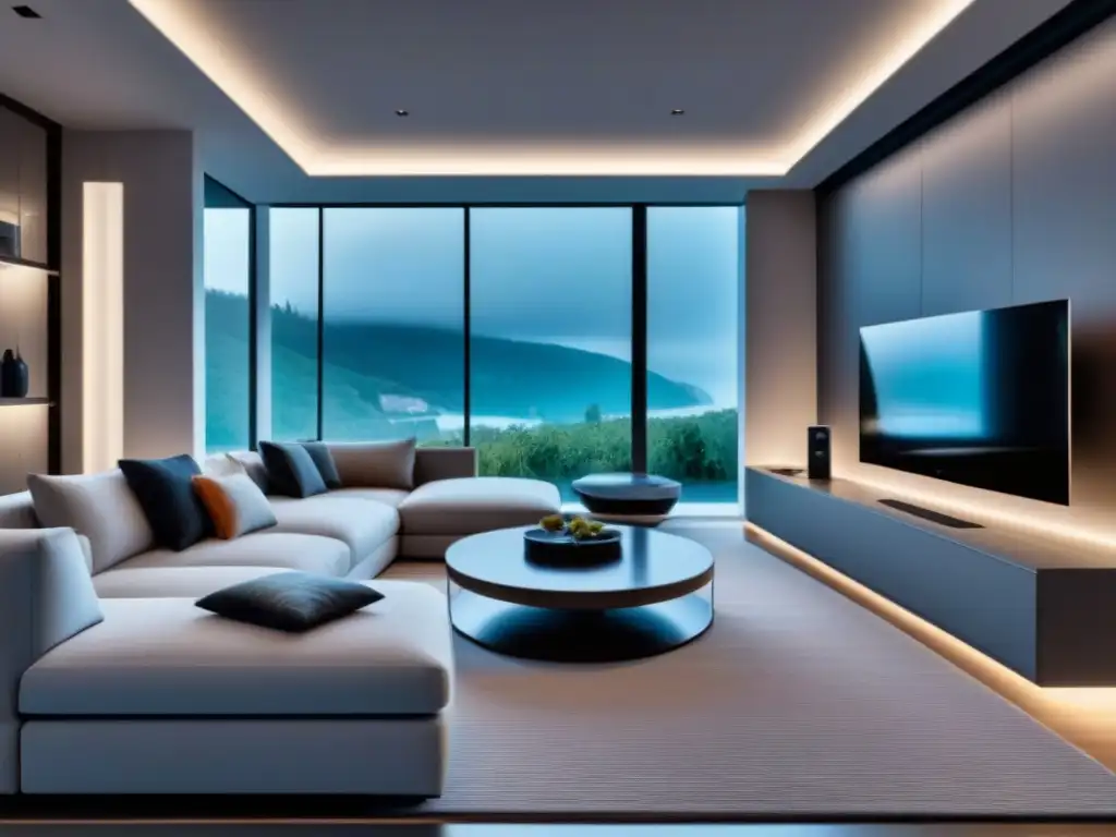Interior de casa inteligente futurista y lujoso: 8k ultradetallado Interior futurista de casa inteligente con tecnología avanzada