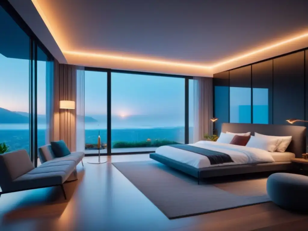 Renovación de hogar inteligente: integración de PropTech de vanguardia Interior futurista de casa inteligente con tecnología PropTech avanzada
