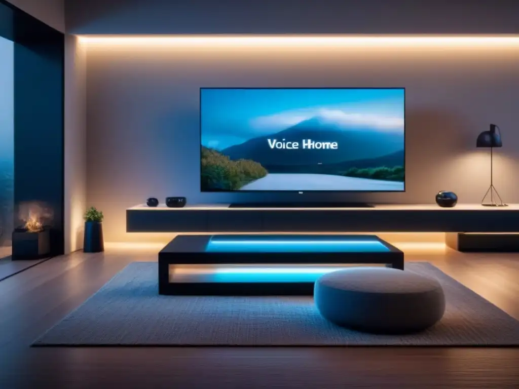Interior inteligente futurista con tecnología avanzada 8k Interior futurista de hogar inteligente con tecnología de vanguardia