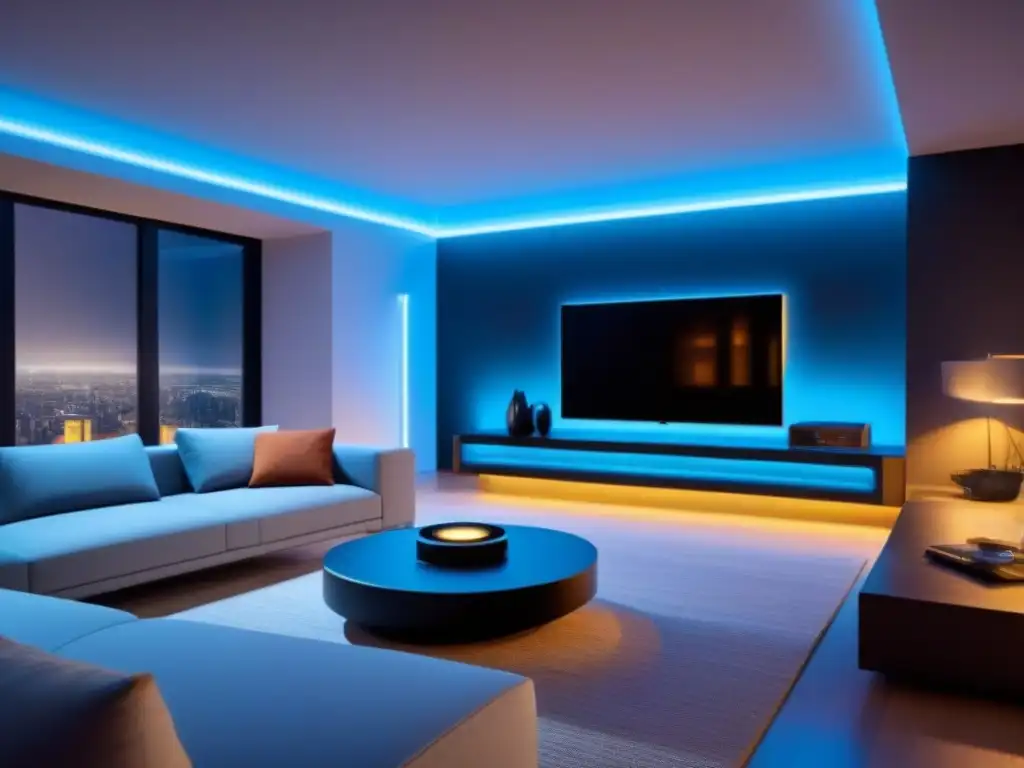 Interior de casa inteligente futurista en 8k Interior futurista de hogar inteligente con tecnología en el mercado inmobiliario