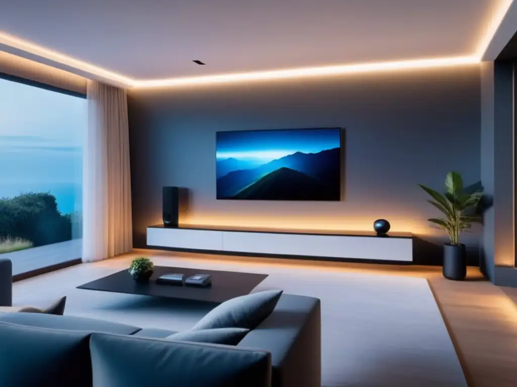 Interior de casa inteligente futurista 8k Interior futurista de Smart Home con IA, decoración moderna y tecnología integrada