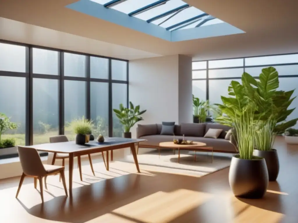 Innovador diseño interior iluminado con energía solar Interiores modernos con iluminación solar tubular para espacios interiores