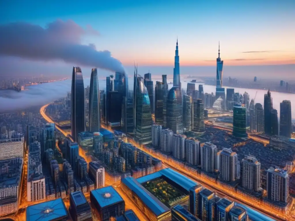 Skyline global: símbolos financieros en alta resolución Invertir en REITs internacionales rentables: skylines de ciudades globales representan potencial financiero y diversidad arquitectónica