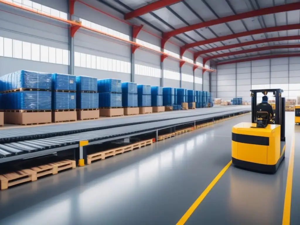 Almacén internacional ultramoderno: eficiencia y tecnología en acción Inversión en almacenes internacionales logística: Un almacén de última generación con trabajadores y tecnología de vanguardia