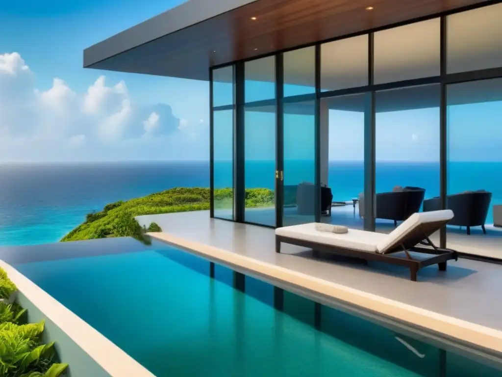 Villa de lujo con vistas al mar y piscina infinita privada Inversión en alquileres vacacionales internacionales: lujosa propiedad de alquiler con vista al mar y piscina infinita al atardecer