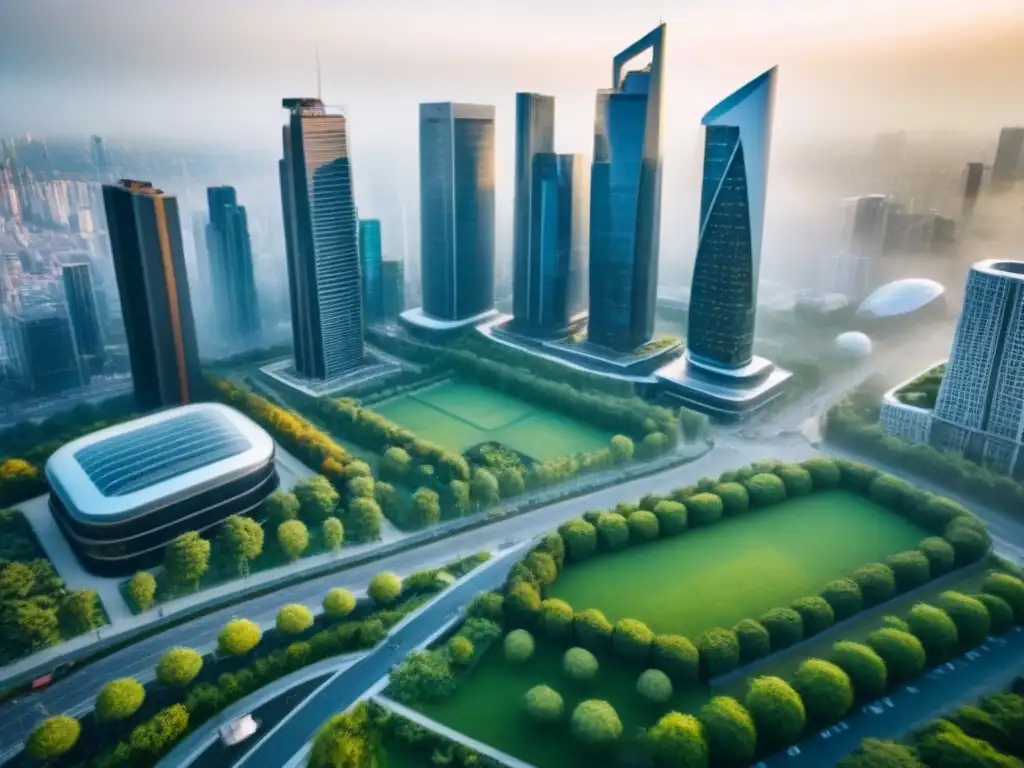 Inversión en bienes raíces internacionales: Jóvenes profesionales en bulliciosa ciudad futurista