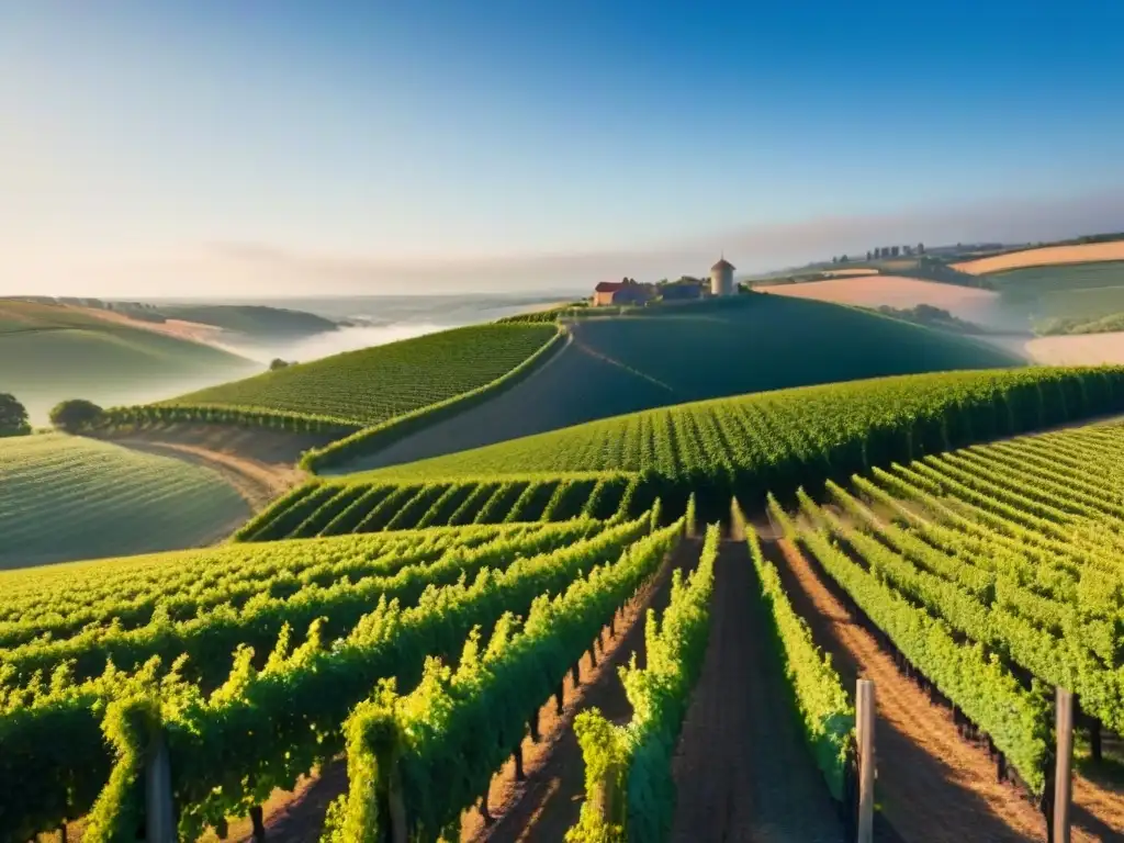 Viñedos de lujo: inversión internacional en un paisaje de ensueño Inversión en bodegas internacionales: Viñedos verdes y moderna bodega bajo el sol dorado