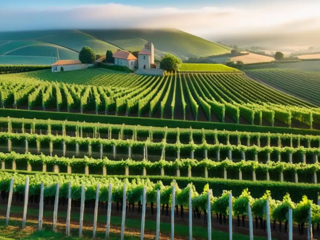 Viñedos de lujo: inversión internacional exitosa Inversión en bodegas internacionales: Viñedos verdes bajo cielo azul, sol dorado y modernas instalaciones