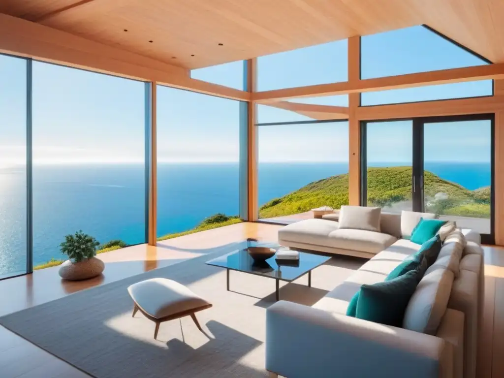 Residencia sostenible de lujo con vista al mar turquesa Inversión en casas pasivas internacionales: Casa moderna de lujo en acantilado con vista al mar