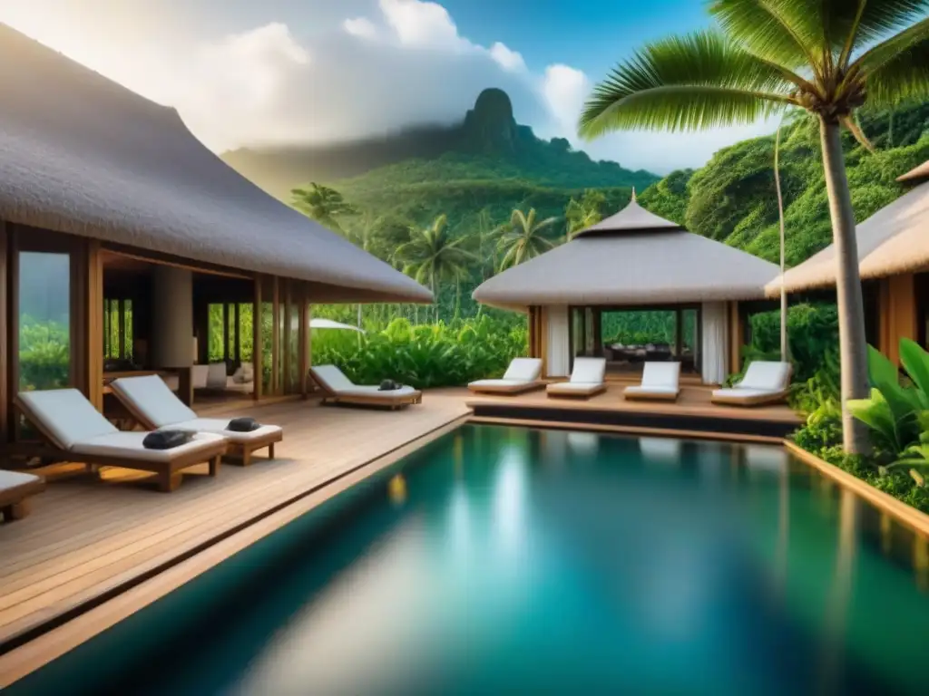 Resort ecológico de lujo entre naturaleza exuberante Inversión en complejos turísticos ecológicos internacionales: Resort sostenible en paraíso tropical con arquitectura moderna y vistas al océano