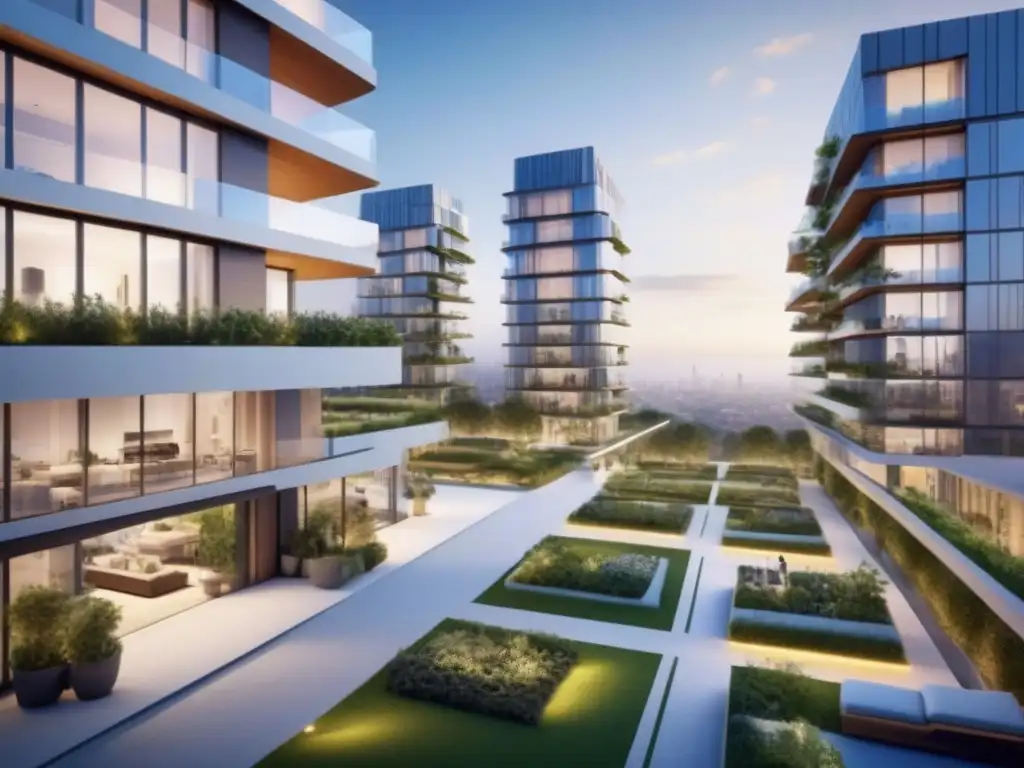 Desarrollo inmobiliario futurista: arquitectura moderna y sostenible en 8k Inversión en desarrollos inmobiliarios integrados: Futurista y vibrante comunidad urbana con arquitectura moderna y sostenible