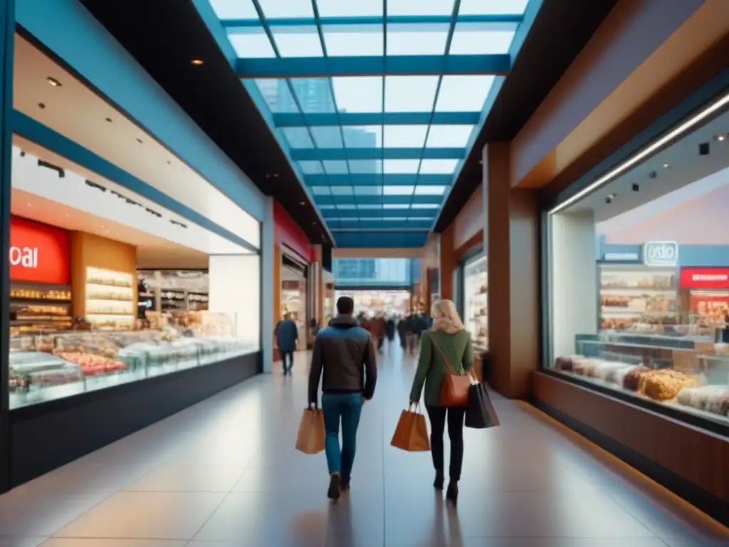 Centro comercial moderno: diversidad y vitalidad en 8k Inversión exitosa en centros comerciales: animado y próspero centro comercial moderno con diversidad de compradores