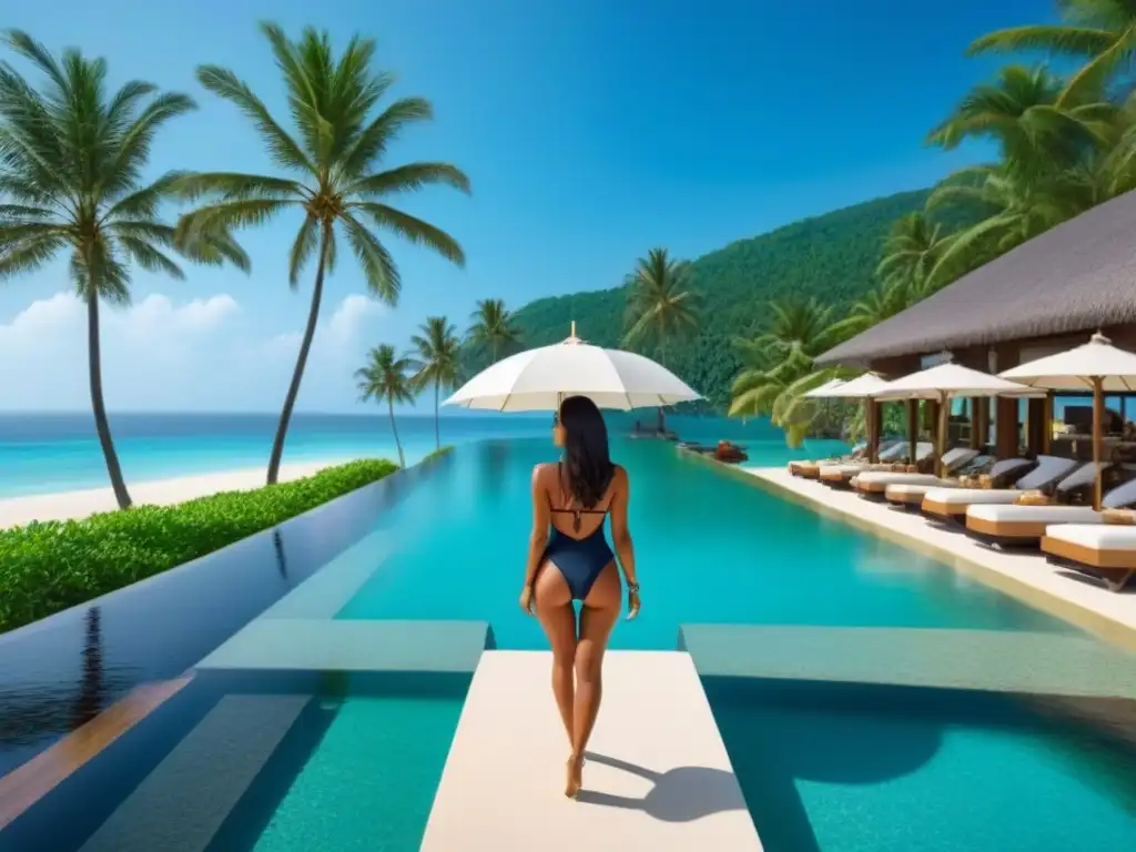 Resort de lujo en la playa: exclusividad y relax Inversión exitosa en tiempo compartido: Resort de lujo frente al mar con piscinas infinitas y playa dorada, rodeado de vegetación tropical