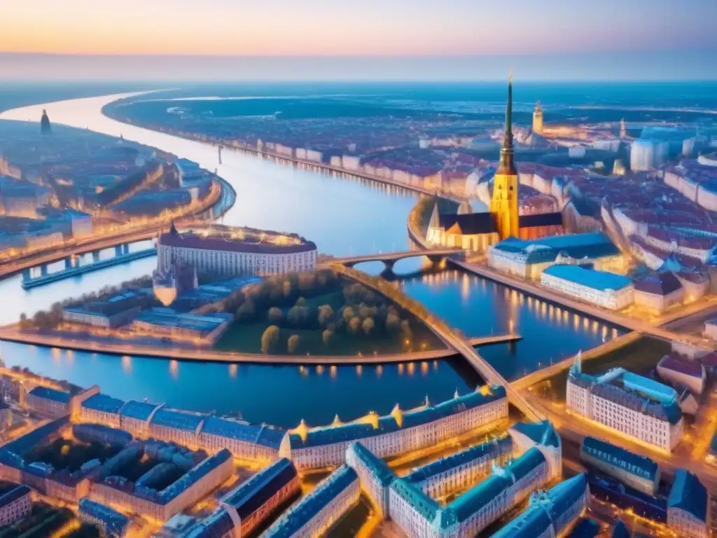 Skyline moderno de Riga: fusión histórica y contemporánea Inversión extranjera impulsa mercado inmobiliario Letonia: mezcla vibrante entre arquitectura histórica y rascacielos modernos en Riga